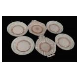6 Assorted Pink Depression Glass Plates