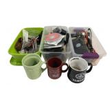 3 Plastic Totes w/ Assorted Items