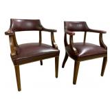 2 Leather Chairs w/ Nailed Design - 31 x 25 x 23
