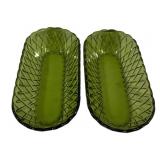 Indiana Glass Green Basket Weave Dishes