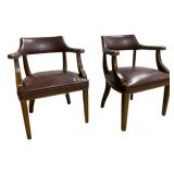 2 Leather Chairs w/ Nailed Design - 31 x 25 x 23