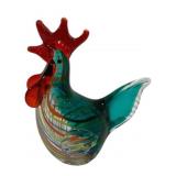 Murano Art Glass Rooster 8 x 7 x 4