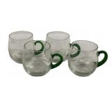 4 Glass Mugs - 3" Tall