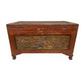 Wood Carved Lift Top Chest - 24 x 40 x 21