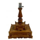 Tramp Art Matchstick Lamp w/ Drawers