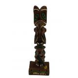 Carved Wood Totem Pole Pen Holder - 9" Tall