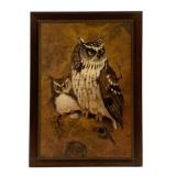 Framed Owl Artwork - 21 x 15.5