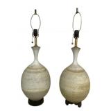 2 Mid Century Ceramic Table Lamps - 42" Tall
