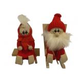 2 Wood Figurines - 7.5" Tall
