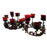 2 Christmas Centerpieces w/ Ruby Votives