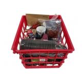Plastic Crate w/ Contents - 14 x 15 x 11