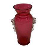Cranberry Art Glass Vase - 5" Tall