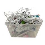 Plastic Tote w/ Clothes Hangers
