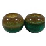 Pair Art Glass Vases 5" Tall