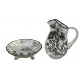 2 Vintage Sterling Silver Overlay Glass Items