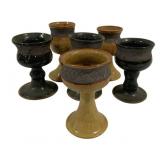 Handmade Pottery Wine Goblets - 6" Tall