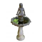 Concrete Birdbath w/ Figure - 48 x 22