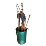 Assorted Yard Tools & Trash Can