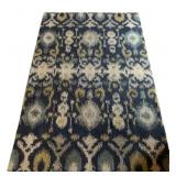 Blue Ikat Pattern Area Rug 96"x61"