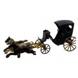 Antique Metal Horse & Buggy 5.5"x16"x4"
