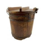 Vintage Wooden Firkin Bucket 9"x9"x8"
