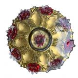 Vintage Goofus glass scalloped bowl 6"