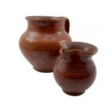 Group of 2 Brown Clay Pitchers 5"