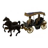 Vtg Cast Iron Horse & Buggy Toy 5"x11"x3"