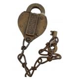 Brass Antique Padlock with Key 2.75"x2"