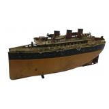 Antique Tin Litho Steam Ship 4.5"x11"x2.5"