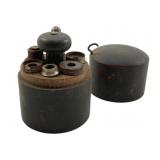 Antique Punch Set in Wooden Canister 3.5"