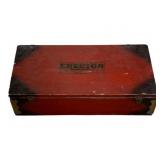 Vtg Erector Set in Red Wood Box 6"x29"x10.5"