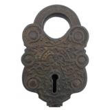 Vtg Cast Iron Padlock w/o Key 4"x2.25"