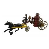 Cast Iron Horse & Fire Buggy 13"x5"x3"