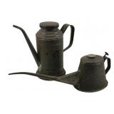 2pc. Lot Antique Metal Oil Cans 14"