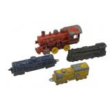 4pc Lot Vtg Metal Toy Train Locomotives 5"