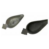 Set of 2 Ant. Pewter Pap Boats 5"x2"