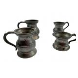 Group of 4 Antique Mini Pewter Tankards 2"
