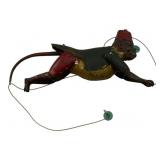 Antique Tin Litho Monkey Toy 9.5"x2.75"