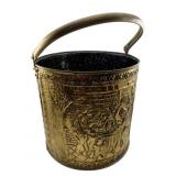 Brass Bucket w/Handle 12"x11.5"x12"