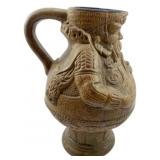 Vtg German Stoneware Figural Pitcher 9"x6"x6"