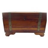 Vtg Small Cedar Wood Chest w/ Metal 9"x15"x9"