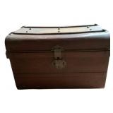 Vtg Metal Trunk w/ Brass Hardware 16"x23"x16"