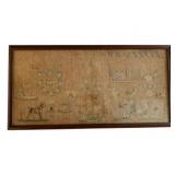 Antique Needlepoint Sampler in Frame 13"x26"