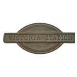 Brass Victoria Station Hanging Sign 12"x5.25"