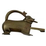 Vintage Brass Animal Padlock w/Key 3"x1.5"