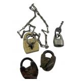 Group of 4 Tiny Padlocks w/ Keys 1.5"x1"