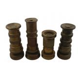 4pc Lot Vintage Brass Garden Hose Nozzles 7"