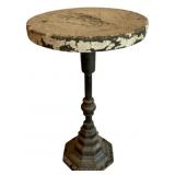 Cast Iron Base Wood Top Table 19.5"x11"