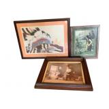 Group Lot of 3 Framed Prints 18"x24"